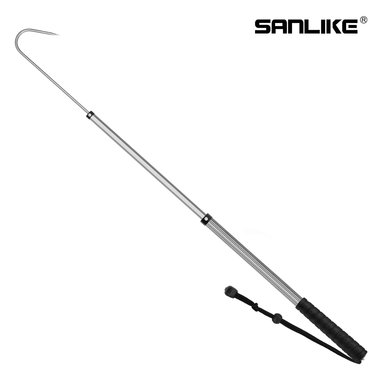 SANLIKE 90cm Telescopic Fishing Gaff Hook Stainless Steel Hook Anti-Slip Rubber Handle Lightweight Aluminum Pole For Saltwater