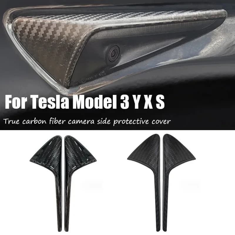 2PCS For Tesla Model 3 Model Y Model X Car Side Camera Protection Cover Carbon Fiber Fender Trim Covers Accessories