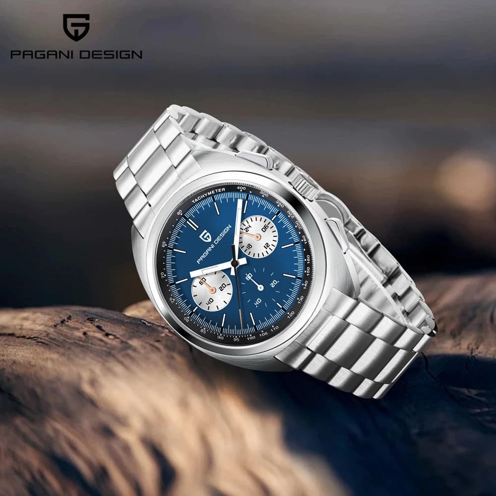 PAGANI DESIGN Watches Oval Luxury Quartz Watch For Men Fashion Stainless Steel Sapphire Crystal Luminous Waterproof Chronograph