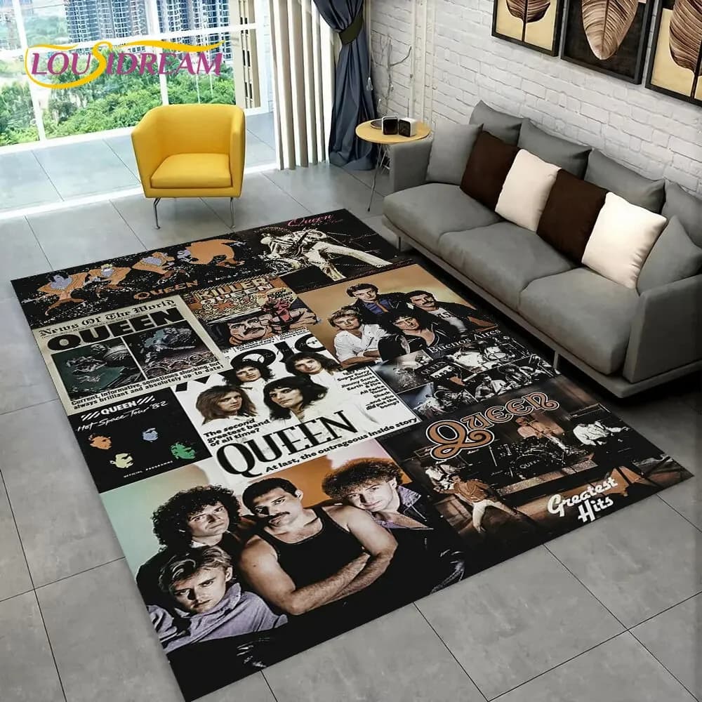 Freddie Mercury Queen-Rock-Band Carpet, Living Room, Bedroom, Sofa, Zerbino Decoration, Children's Anti-slip Mat
