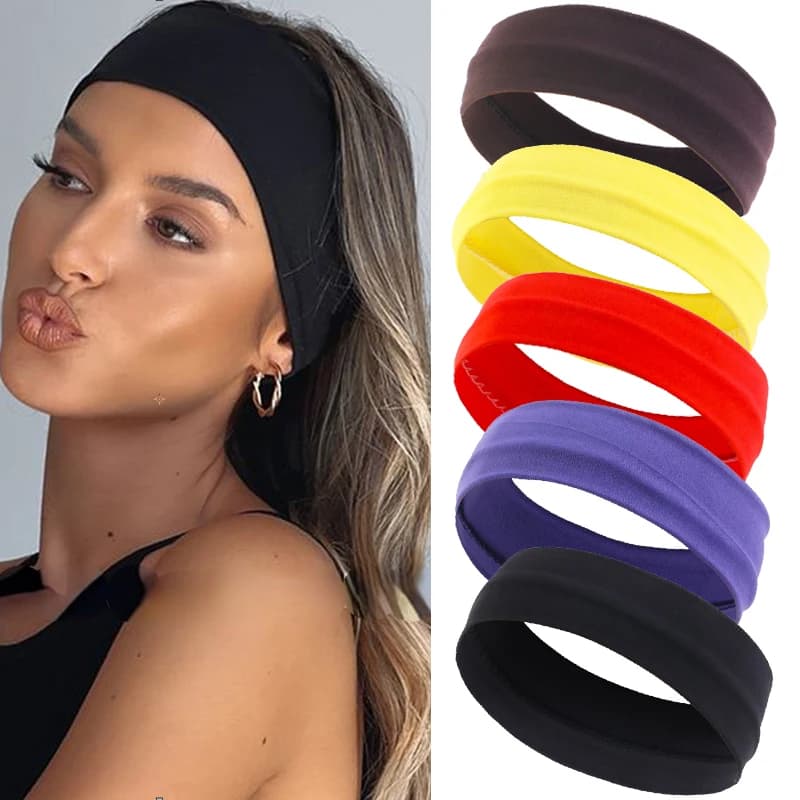 Fasce sportive estive per le donne Fitness Run Yoga Bandane Fasce elastiche per capelli tinta unita Accessori per capelli trucco elasticizzato 2023