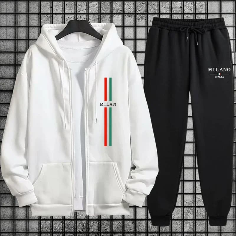 Men's Sporty Dress with Zip and Sports Pants, Lightweight and Elastic, Spring Collection 2026, Casual Clothing and Daily Sports
