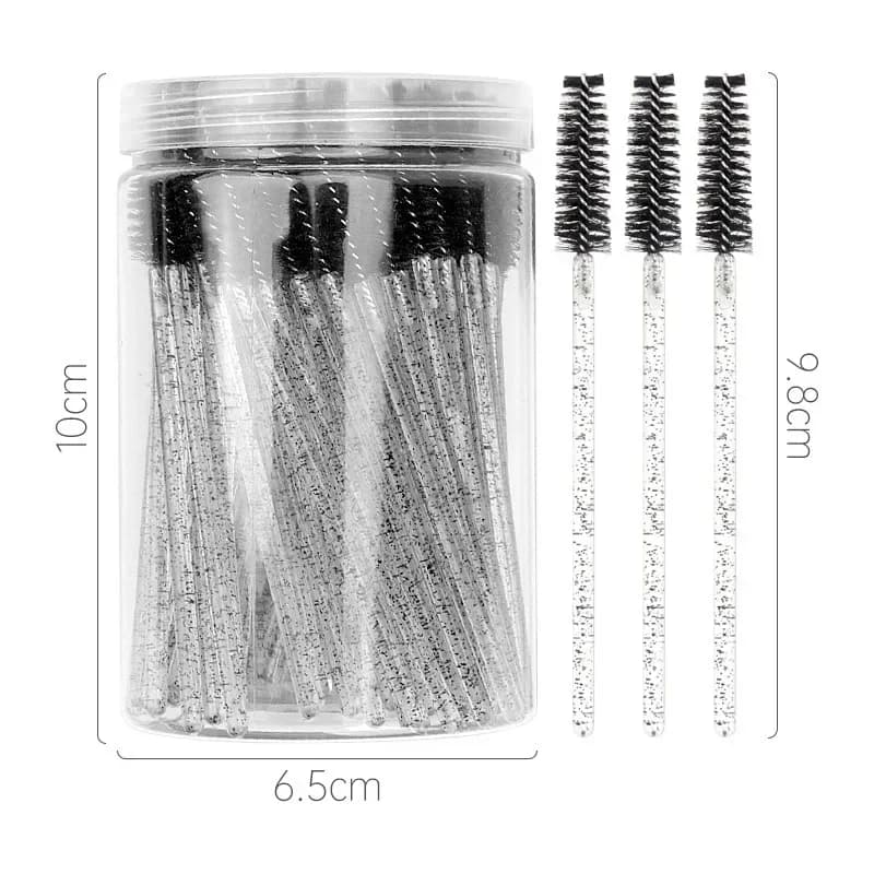 100 pieces disposable mascara brush, eyelash extension and eyebrow brush with container