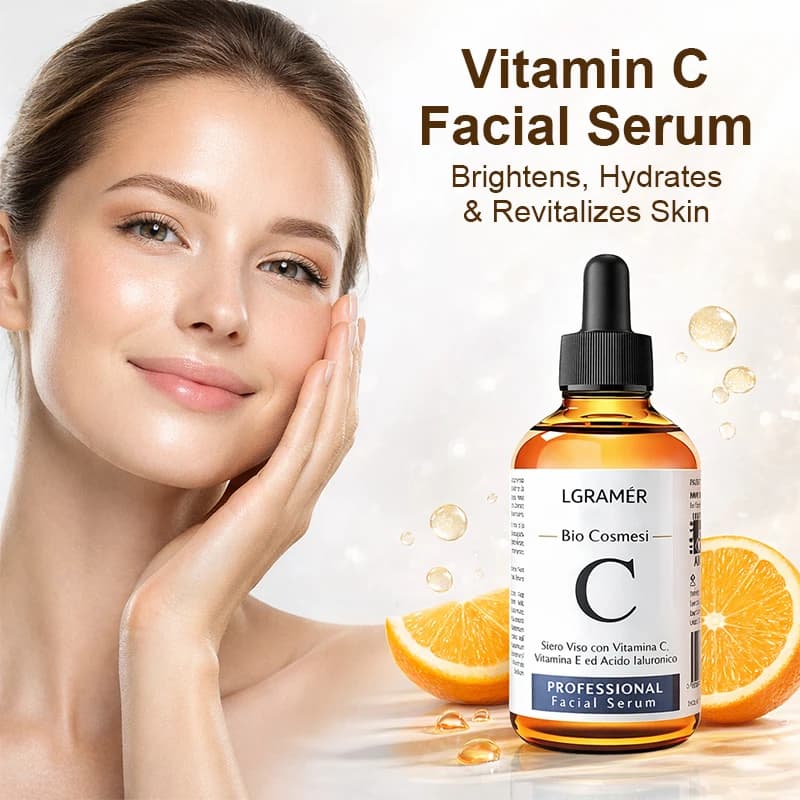 Siero Viso alla Vitamina C per Rimuovere le Macchie Scure, Essenza Idratante all'Acido Ialuronico, Riduce i Pori, Cura della Pelle del Viso 30ml/60ml
