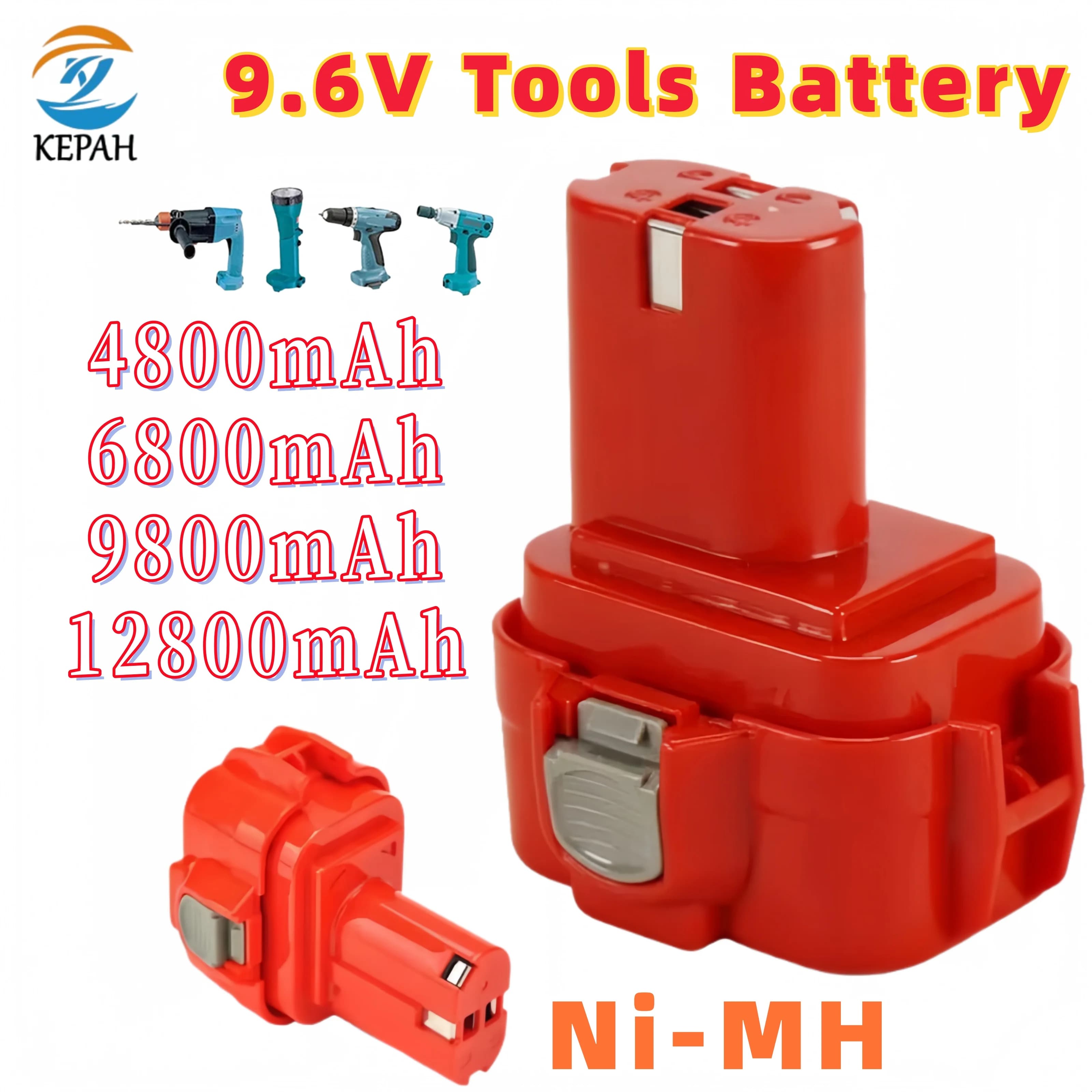 NEW 9.6V Battery 4.8/6.8/9.8/12.8AH Rechargeable Batteryie for PA09 9120 9122 9134 9135 9135A Spare Power Tool Battery