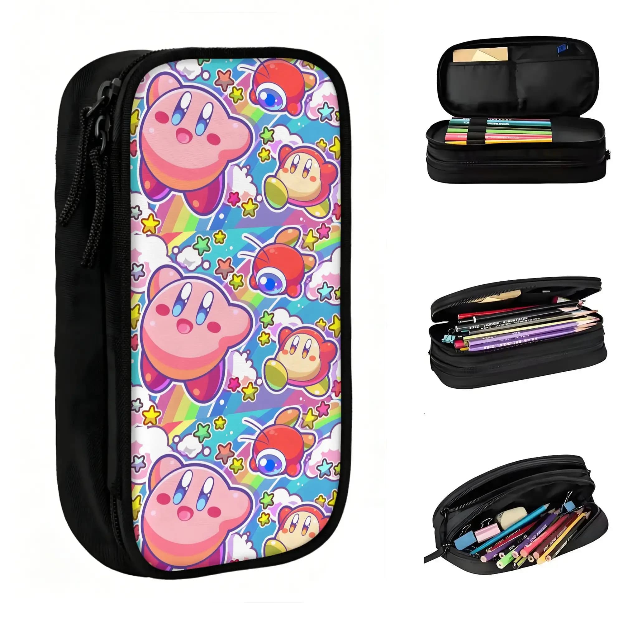 Custom Super Star K-Kirbyes Animes Kawaii Pencil Case Girls Boys Large Capacity Comics Pencil Box Students Stationery