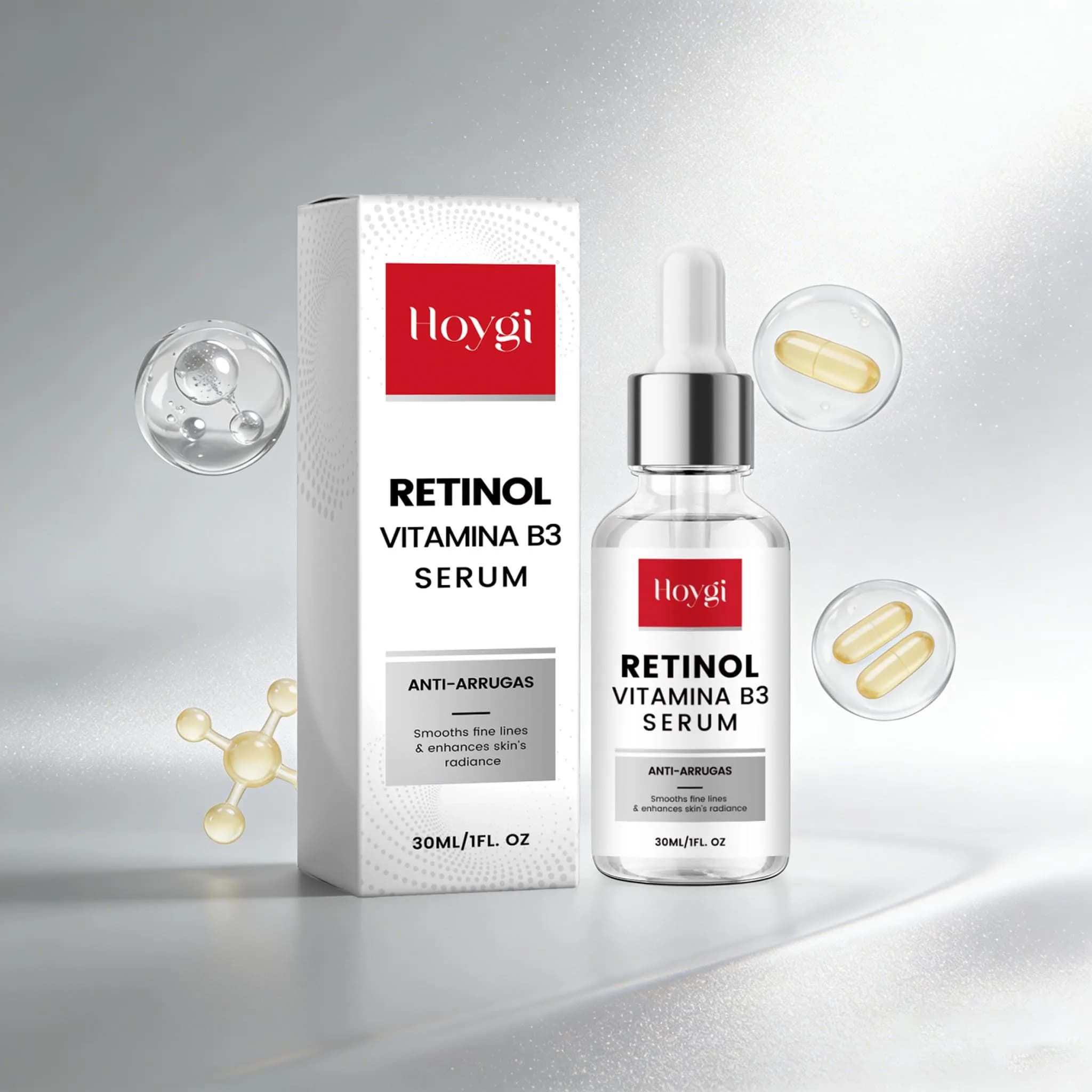 Siero Viso al Retinolo con Vitamina B3 per Rughe, Danni Solari Prematuri, Idratazione e Anti-Invecchiamento, Skincare Coreana