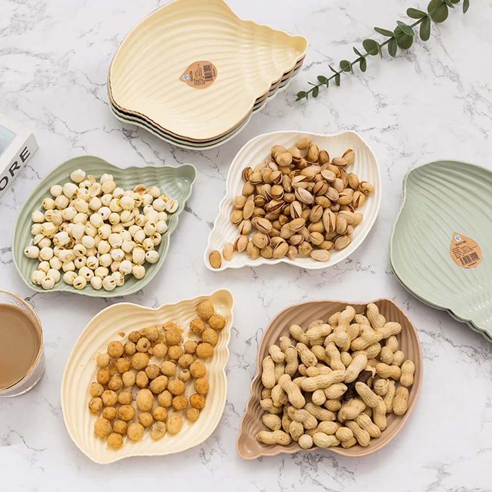 Set di Piatti a Forma di Conchiglia in Plastica per Frutta Secca, Vassoio Multiuso per Snack, Noci, Caramelle, Biscotti, Dessert, Piatti da Servizio per la Casa