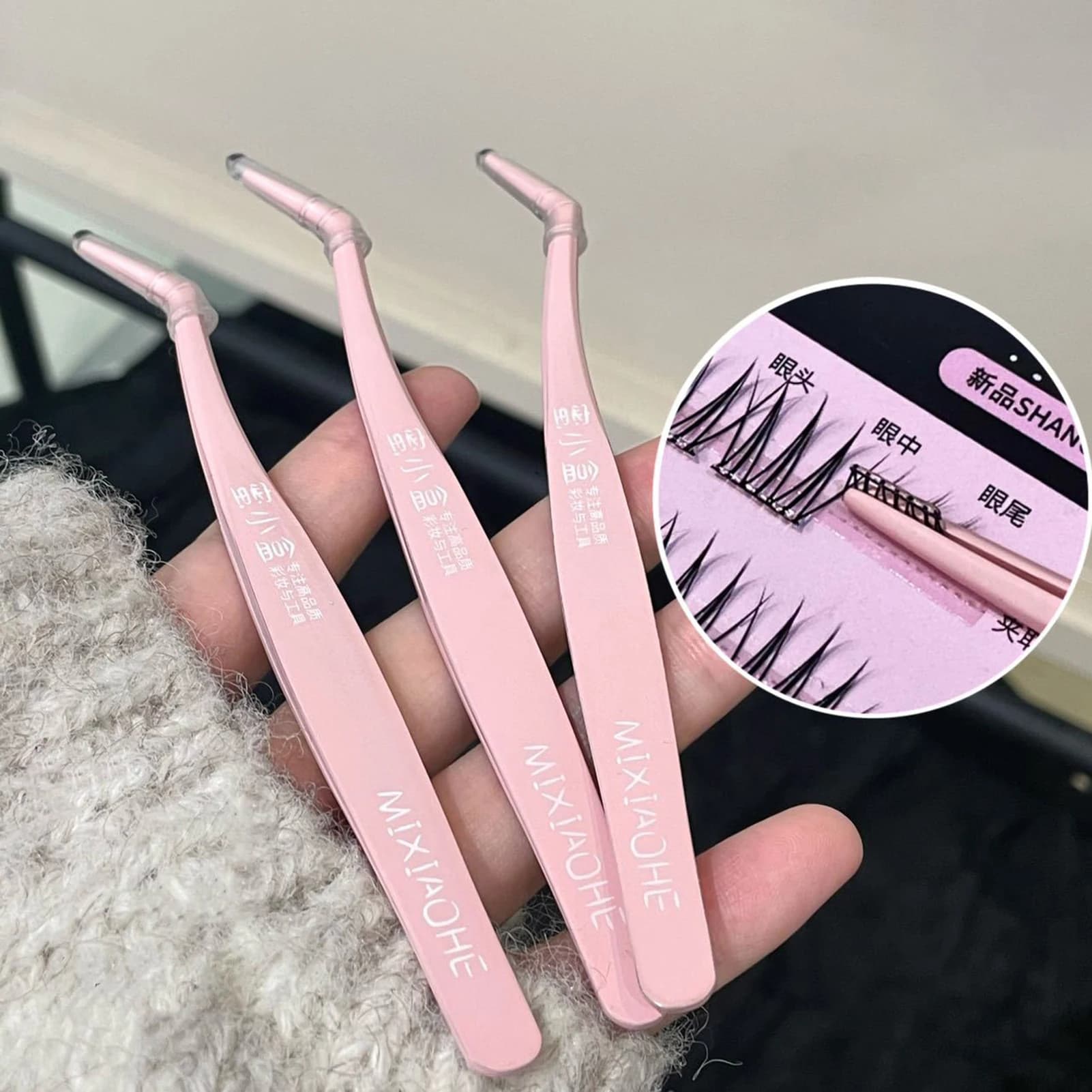 1 pz Pinzette per ciglia finte Pinzette per trucco multiuso in acciaio inossidabile per strumenti di estensione ciglia finte