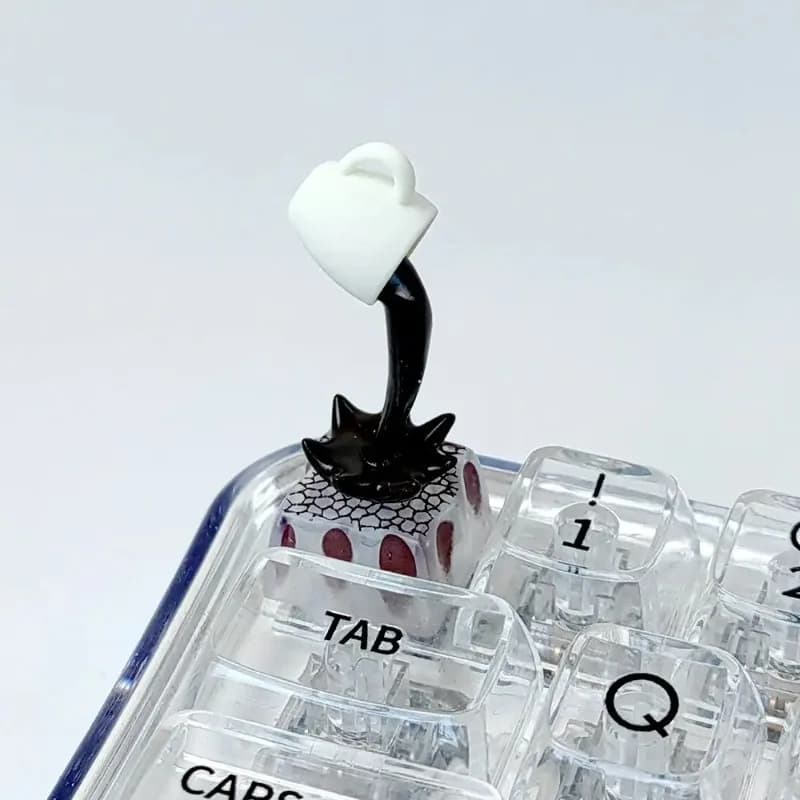 Keycaps Personalizzati Flowing Coffee con Design a Separazione Magnetica e Trasmissione della Luce in Resina per Tastiera Meccanica a Croce