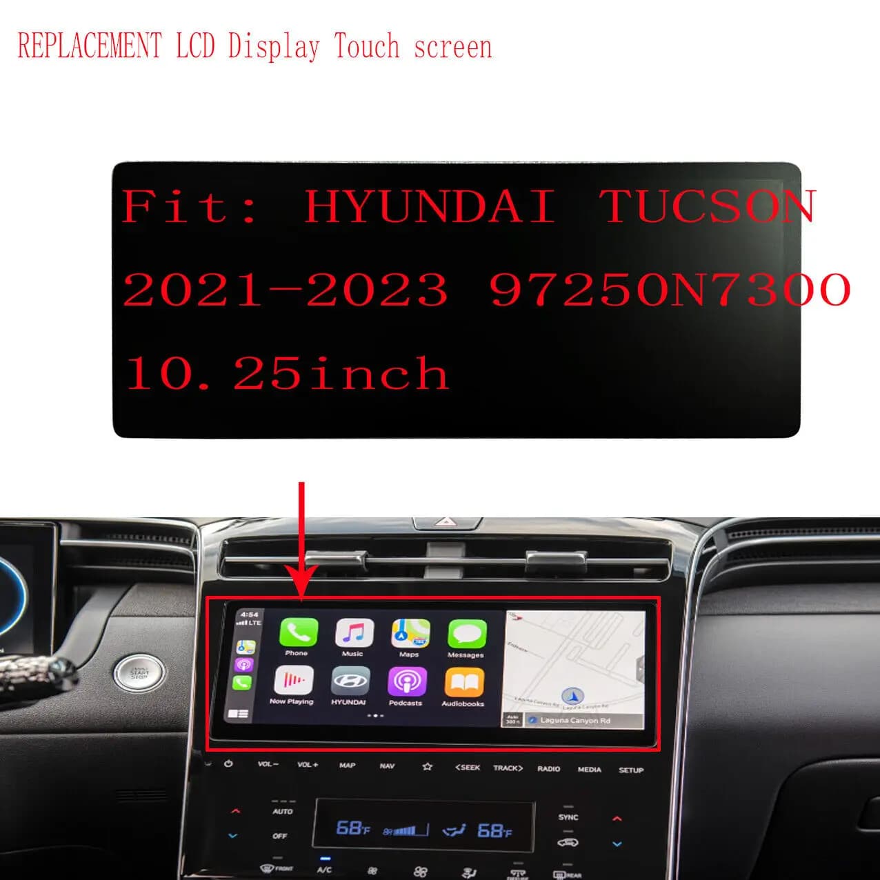 Nuovo Dsplay LCD per auto da 10.25 "con Touch Screen per Display LCD sostitutivo Touch screen 2021-23 HYUNDAI TUCSON NX4 Radio NAVIGATION