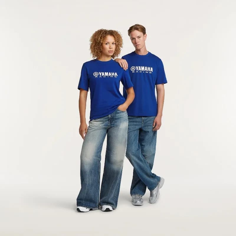 T-shirt estiva alla moda Yamaha in cotone blu a maniche corte per uomo e donna, comoda abbigliamento sportivo per la guida in moto
