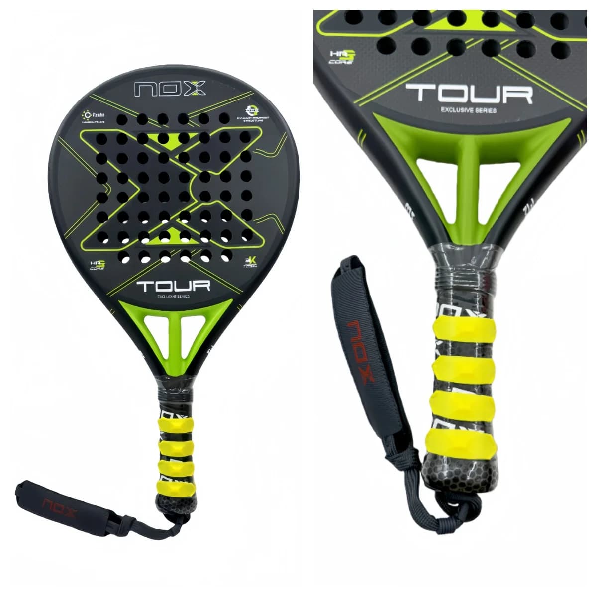 Nox Professional racket set in two pieces, handle and rope ring, safe grip for tennis racket, non-slip design, increased safety