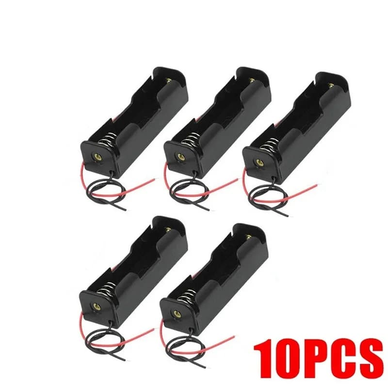 10Pcs 18650 Battery Cases Holder 3.6V-4.2V Power Bank Plastic Storage Box Case With Lead Wire 1X 18650 Battery Container Holder