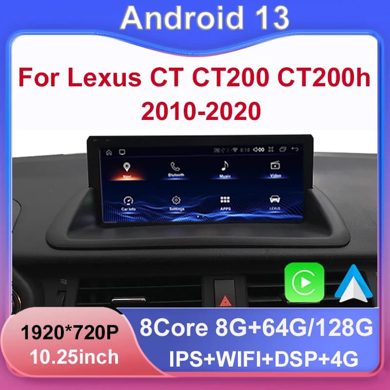 Android 13 8 + 128G Wireless Auto Carplay Lettore Dvd per auto per Lexus CT CT200 CT200h 2010-2020 Radio Navigazione Multimediale Stereo
