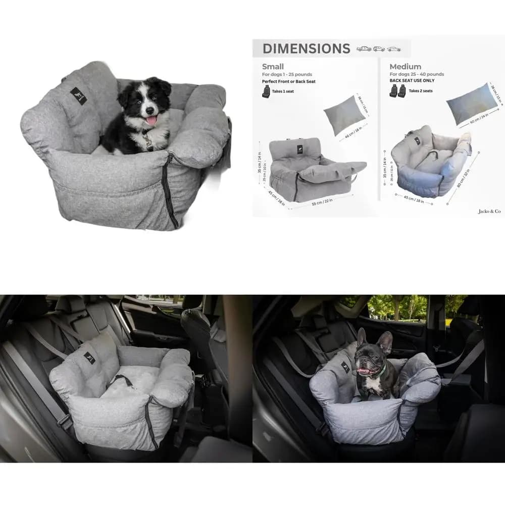 Coprisedile Auto Impermeabile Rimovibile per Cani di Piccola e Media Taglia fino a 18 kg - Grigio Medio