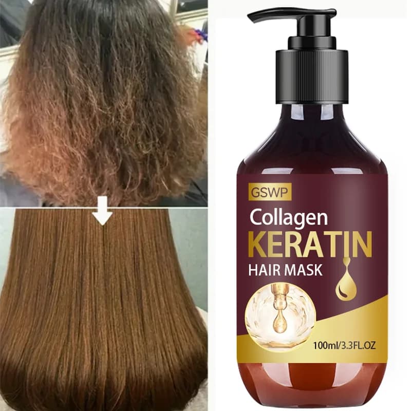 GSWP hair mask for collagen and keratin, for dry and damaged hair. Hydrate, check the frizz effect, leave the hair smooth and shiny. Gift. 100ml