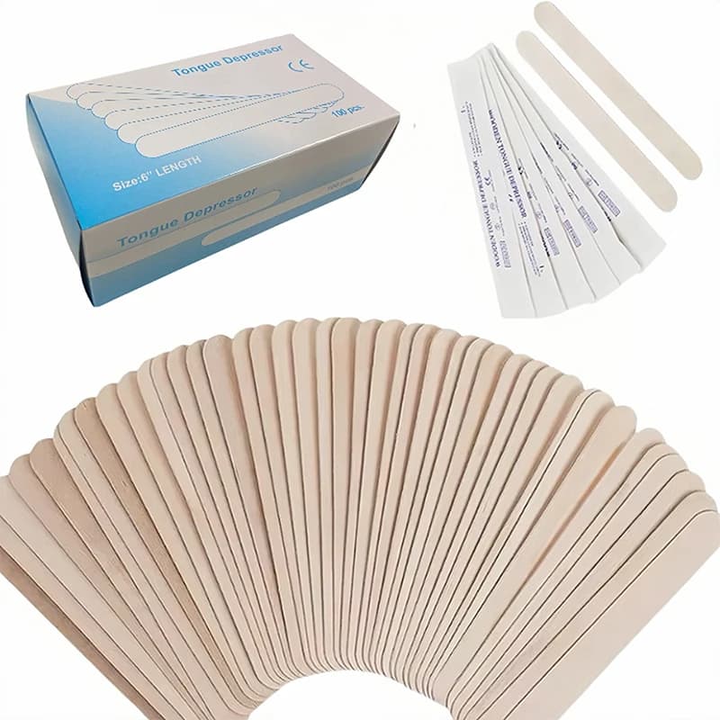 20/50/100PCS Disposable Wooden Tongue Depressors Individually Paper Packing for Dental Oral Care Tattoo Waxing Stick Tools