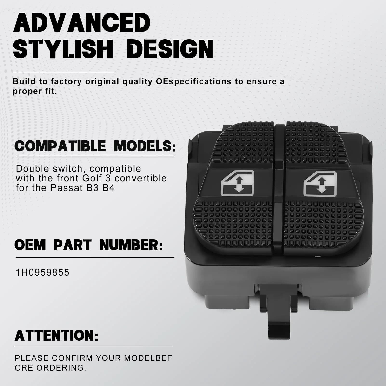 1H0959855 Pulsante interruttore di comando alzacristallo elettrico per VW Golf III Passat B3/B4 Golf III 1H1 Variante 1H5 Accessori VW