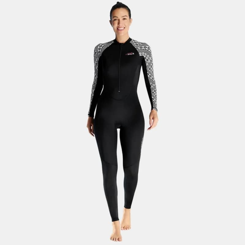 Muta intera in neoprene a maniche lunghe con zip frontale (Donna) per immersioni, surf, snorkeling, apnea e nuoto