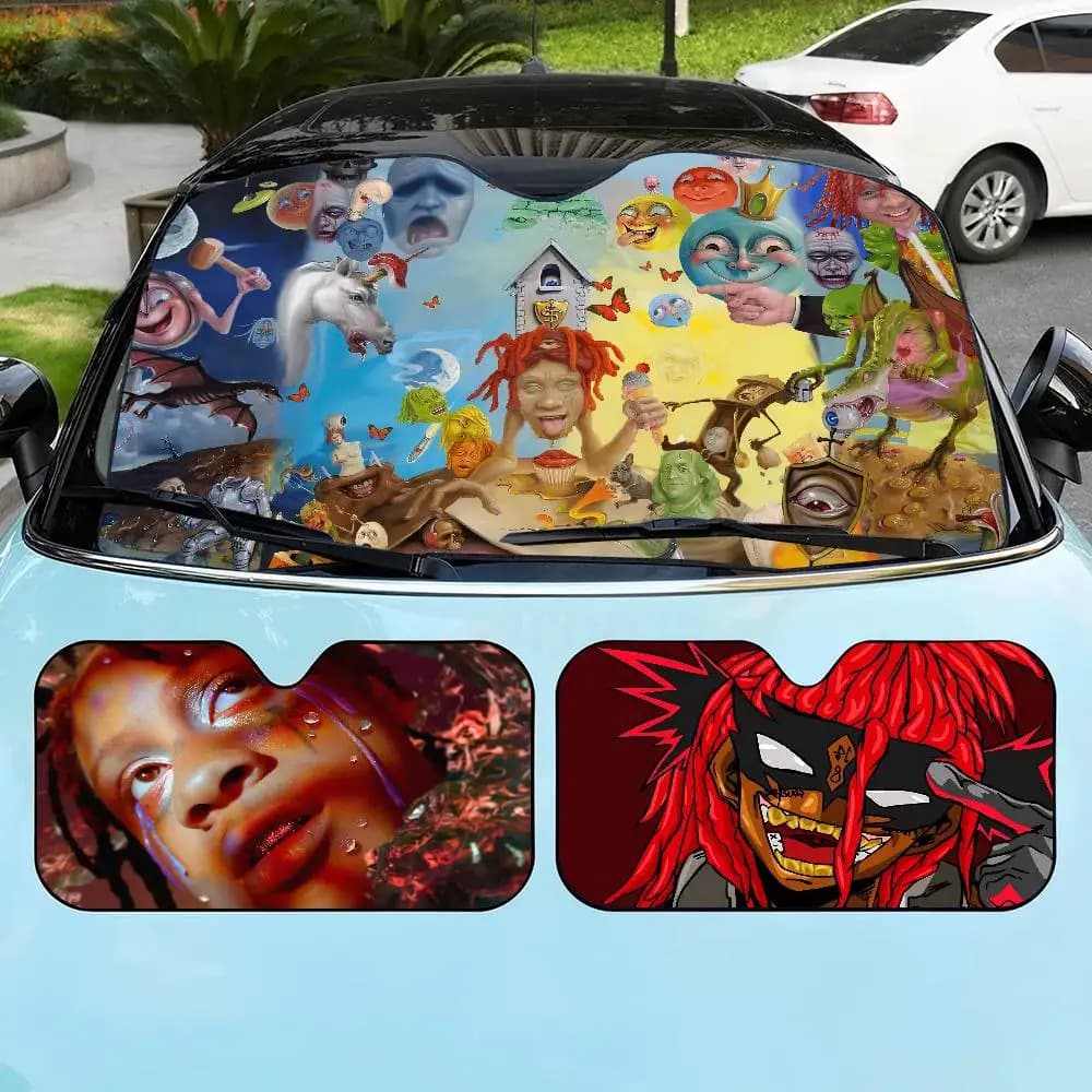 Parasole Pieghevole per Parabrezza Auto Rapper T-Trippie Funny R-Redd, Copertura per Finestrino Anteriore Auto, Riflettore di Calore