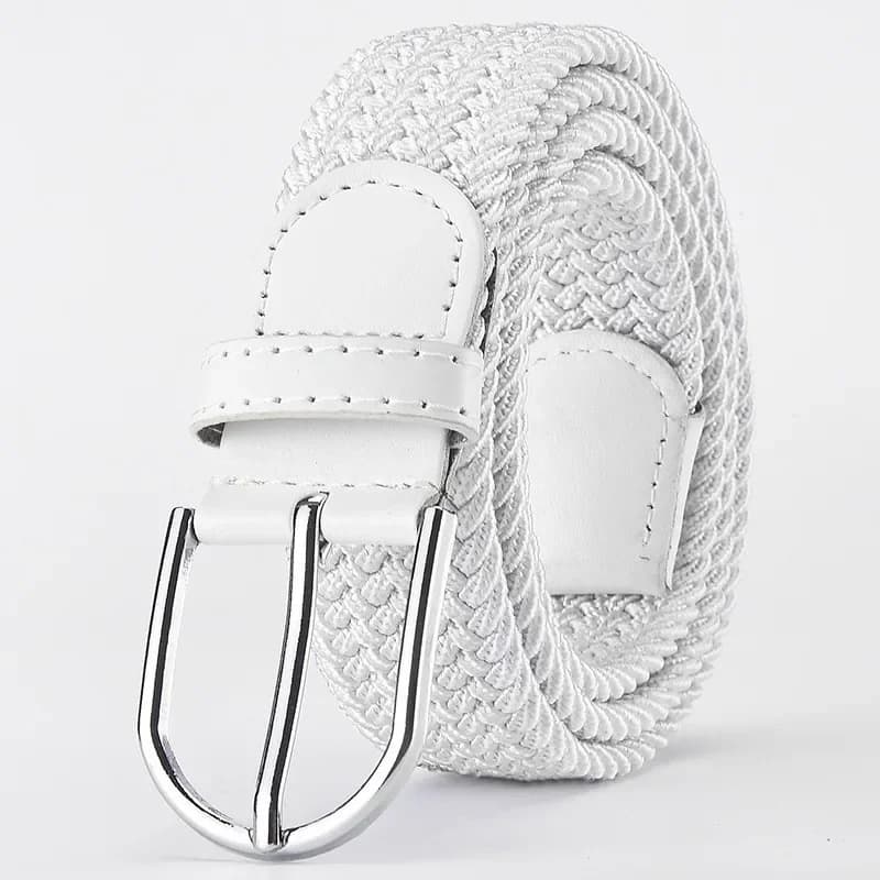Very Popular Fashion 105cm Women's Belt White Luxury Woven Stretch Casual Alloy Buckle Needle Elastic Canvas Boy's Waist straps
