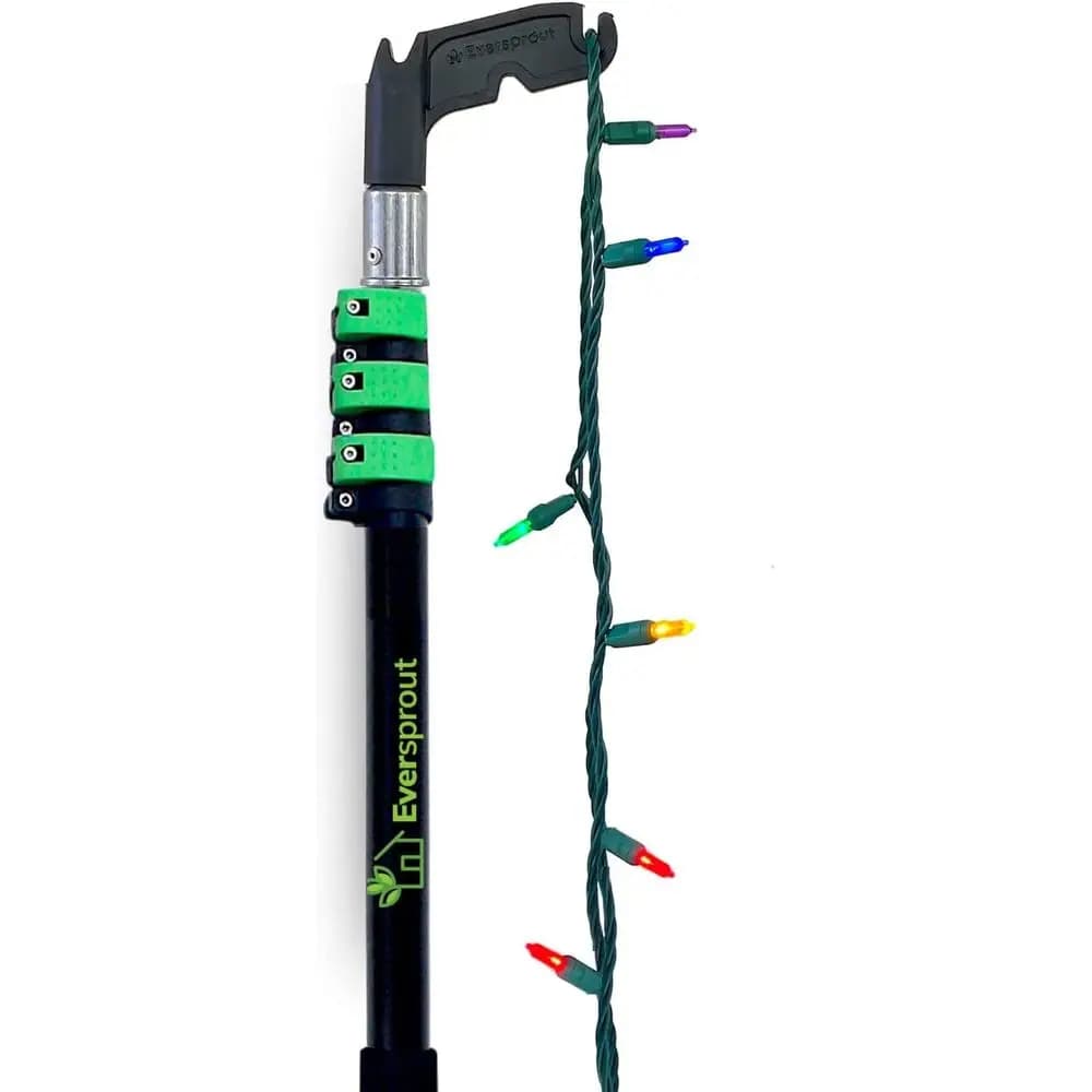 30 oot Reach | Gancio multiuso 7-in-24 con asta di prolunga | Installazione e appensione di luci natalizie/a stringa, decorazioni a forma di uccelli, decorazioni a sospensione