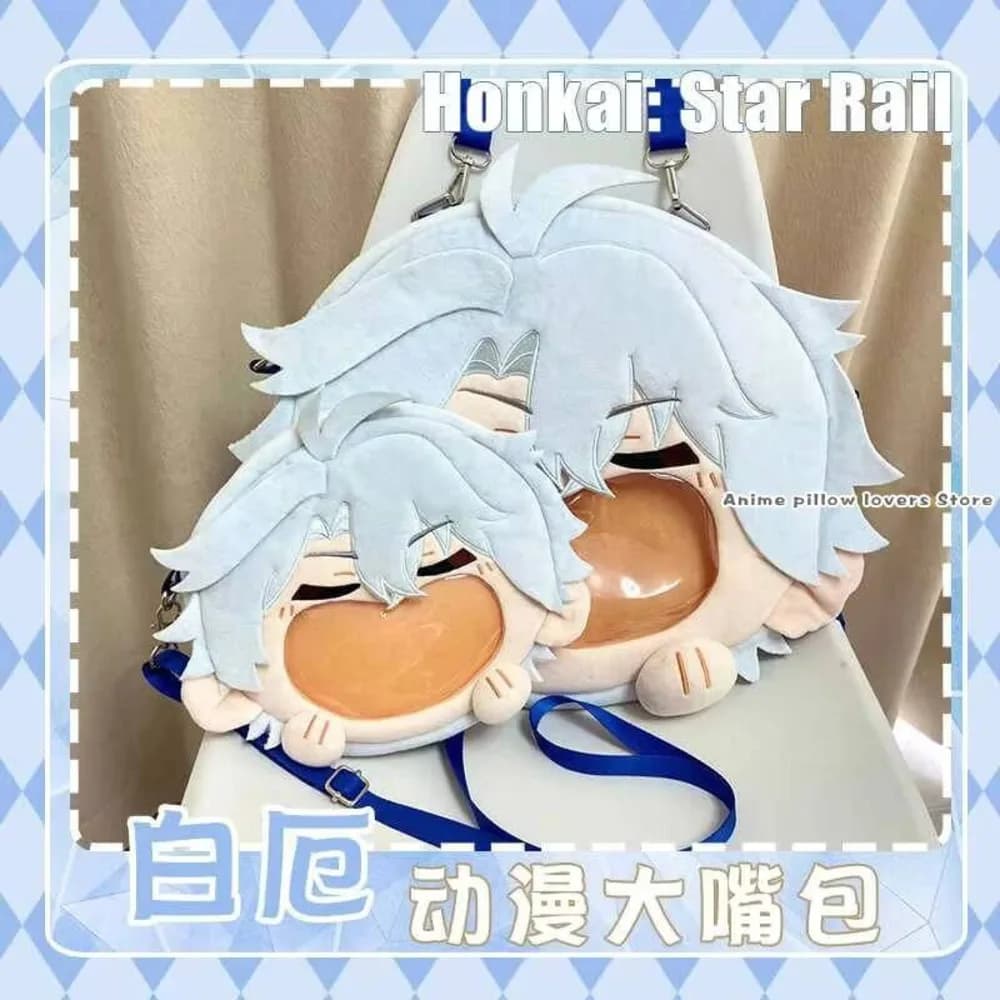 Honkai: Star Rail Phainon Zaino in peluche trasparente con cerniera a bocca grande Borsa a tracolla messenger per cartoni animati Anime Cosplay