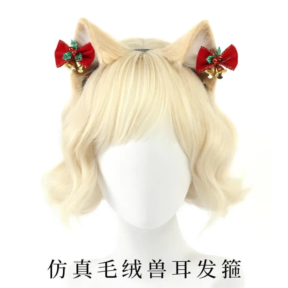 Orecchie di gatto finte peluche di Natale Cerchio per capelli Simulazione Orecchio di animale Accessori per capelli adorabili Puntelli diffusi Fascia Lolita