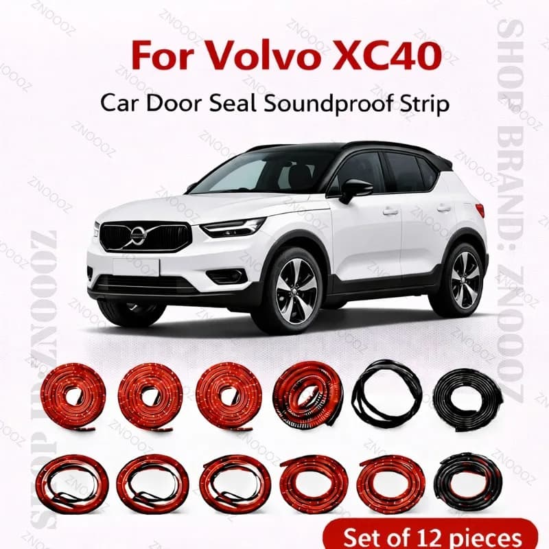 Car Door Seal Strip Rubber Double Layer Soundproof Dustproof Waterproof Door Weatherstrip 12PCS Set For Volvo XC40