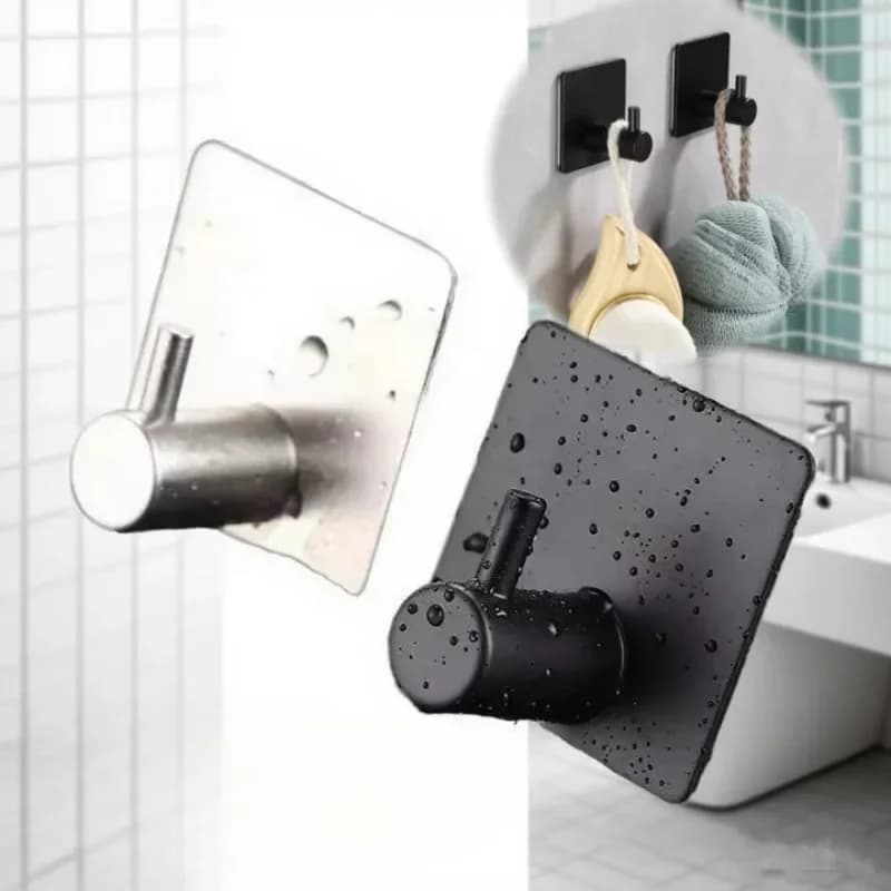 Stainless Steel Wall Hook Sticker 1/2PCS Self Adhesive Hooks Hanging Coat Rack Clothes Hanger Kitchen Bathroom Towel Rack
