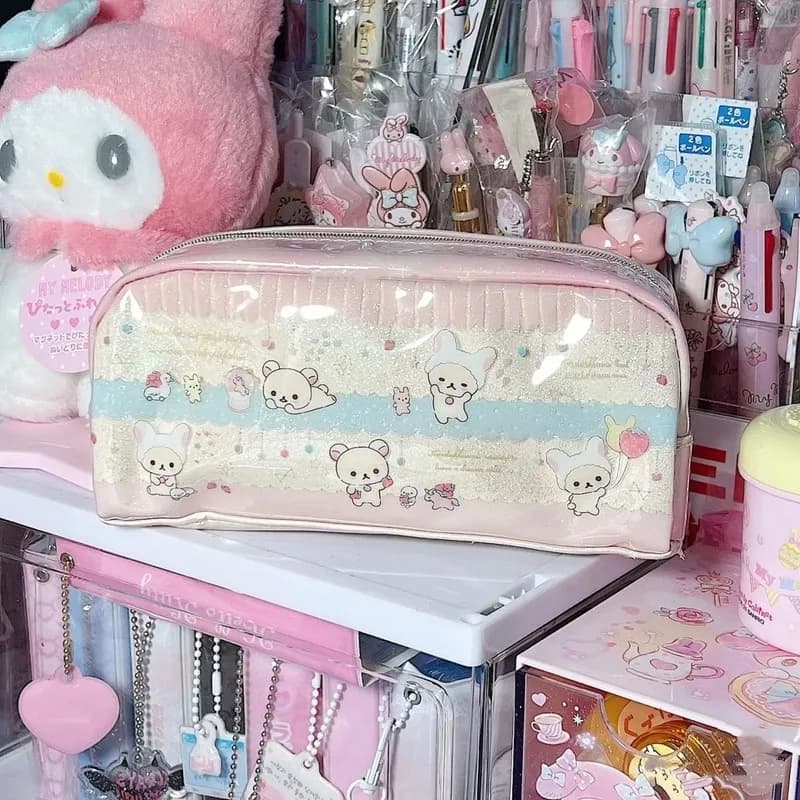 Kawaii Rilakkuma Bear Sweet Dream Series Astucci per matite Borsa per penne anime per ragazza Astuccio per matite per cartoni animati Borsa per organizer per ragazza Regalo