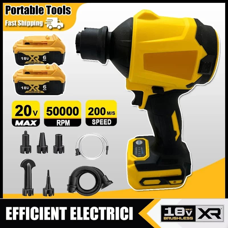Soffiatore d'aria senza fili brushless, macchina per la pulizia della polvere, soffiatore elettrico, gonfiatore, ventola portatile per batteria Dewalt 18V