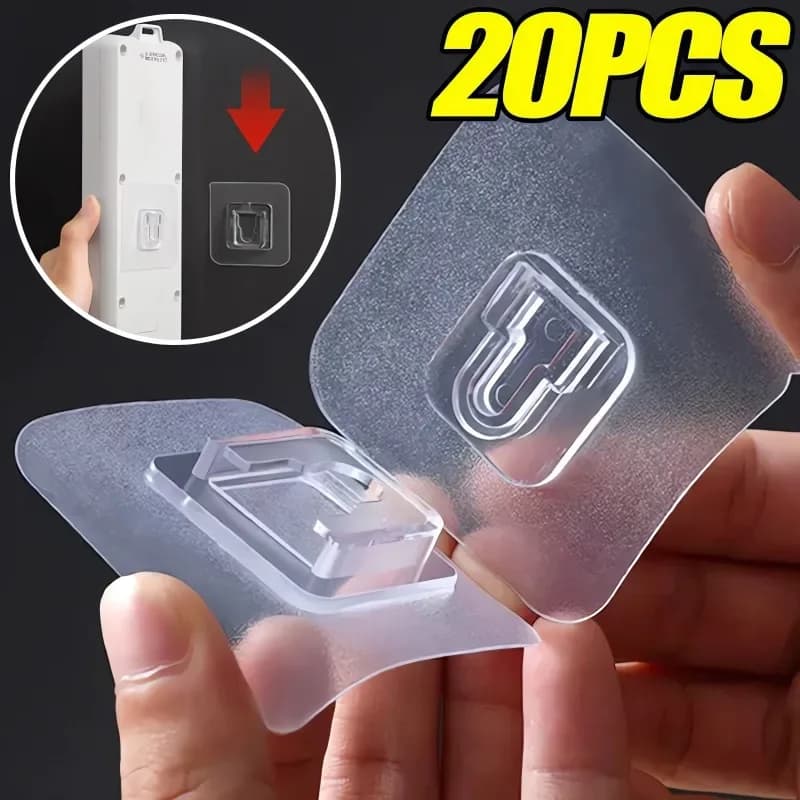 Ganci da parete adesivi biadesivi e ganci a ventosa trasparenti - Soluzioni per riporre la cucina e il bagno con supporti per prese