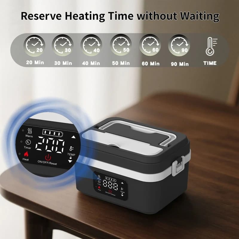 Lunch Box elettrico ricaricabile senza acqua Riscaldamento portatile Contenitore per alimenti Fornello a vapore per auto Preparazione dei pasti da viaggio all'aperto