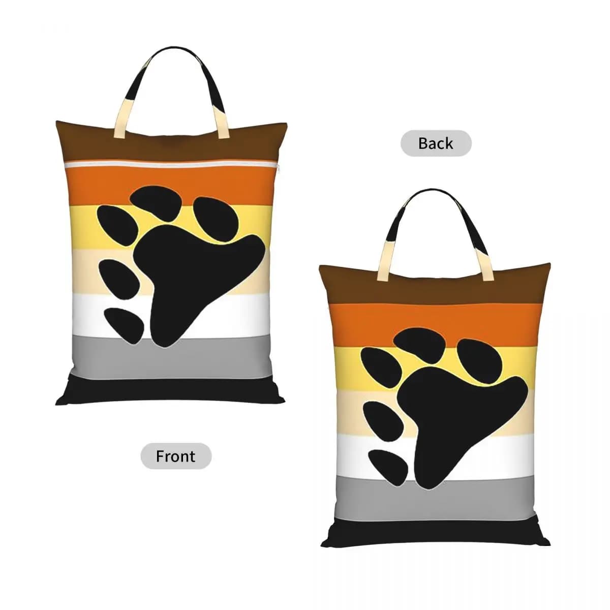 Lgbt Gay Bear Pride Flag Travel Laundry Bag Waterproof Reusable Dirty Clothes Pouch Gym Yoga Vacation Washing Basket