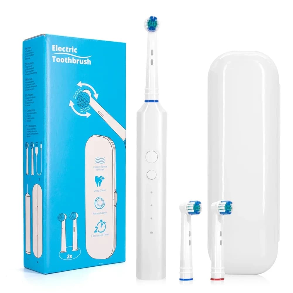 IPX7 Waterproof Sonic Electric Toothbrush USB Rechargeable Dental Detergent for Adults with 2 Heads