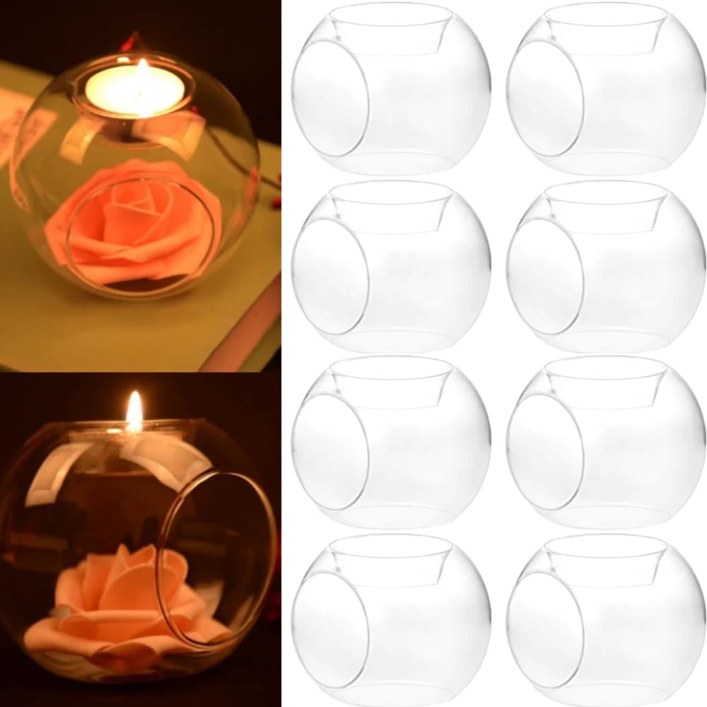 6/12 pezzi portacandele rotondo in vetro cavo per banchetti nuziali, bar, feste, portacandele, decorazioni per la tavola di casa