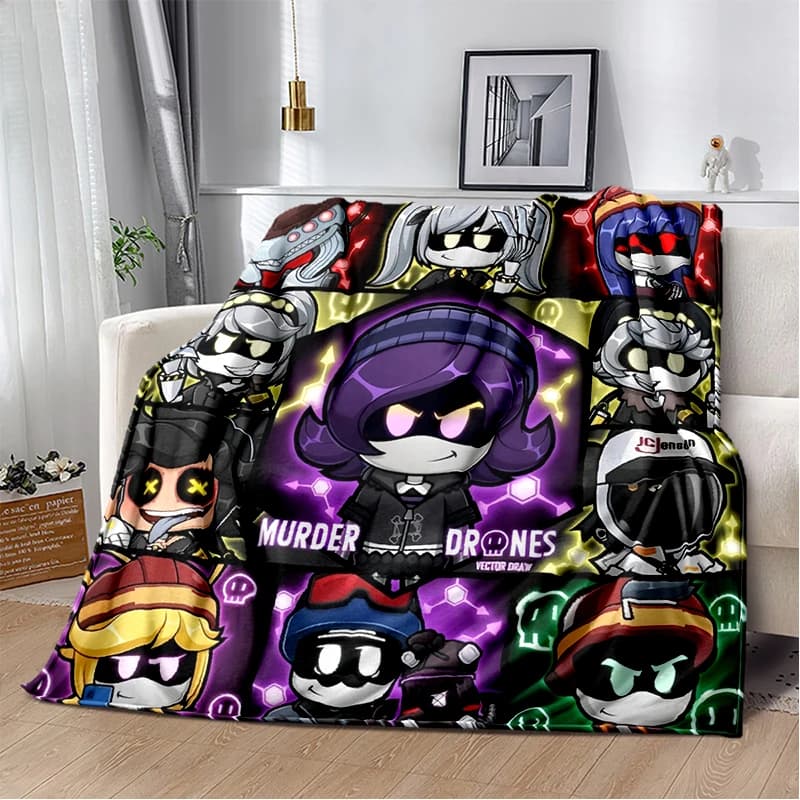 2025 Nuovo stile 3D Murder Drones Uzi Cartoon Coperte morbide, Coperta da tiro Comoda coperta per letti da picnic Divano Casa Camera da letto