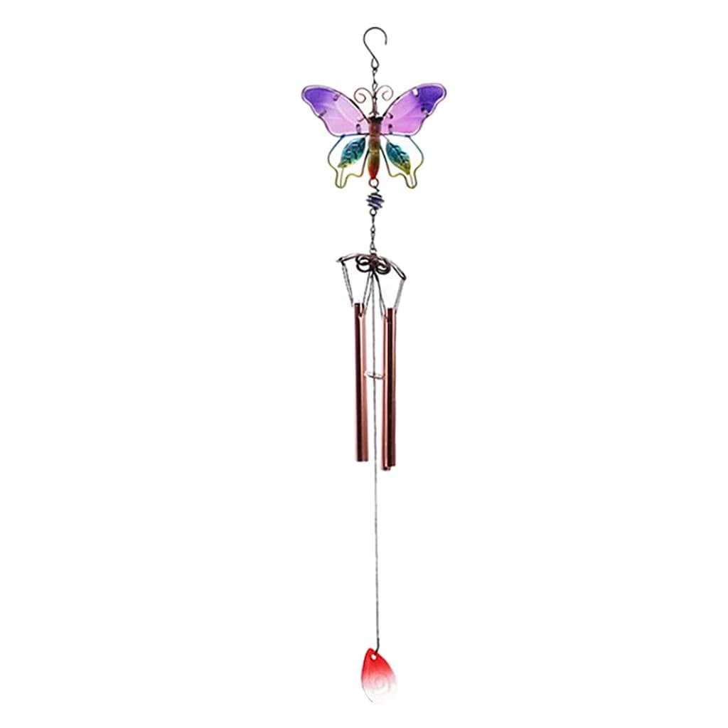 Hanging Bells Wind Chimes Iron Glass Decorative Butterfly Garden Chimes for Outdoor Window Tree