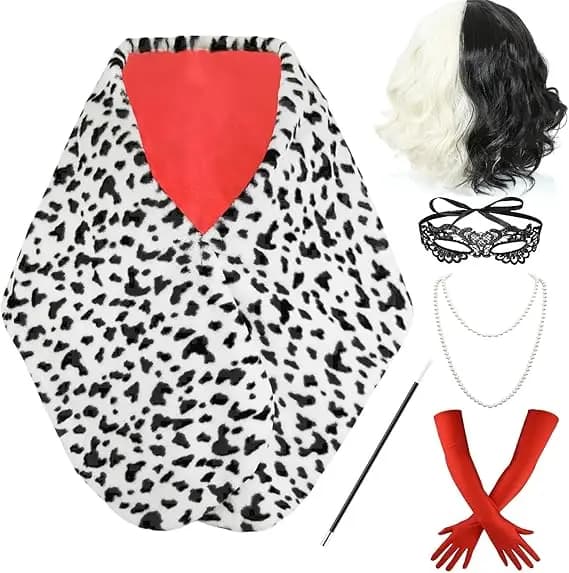 Women's Cruella De Vil Costume, Party Accessories, Leopard Scarf, 20's Gloves and Gloves, Cosplay Halloween