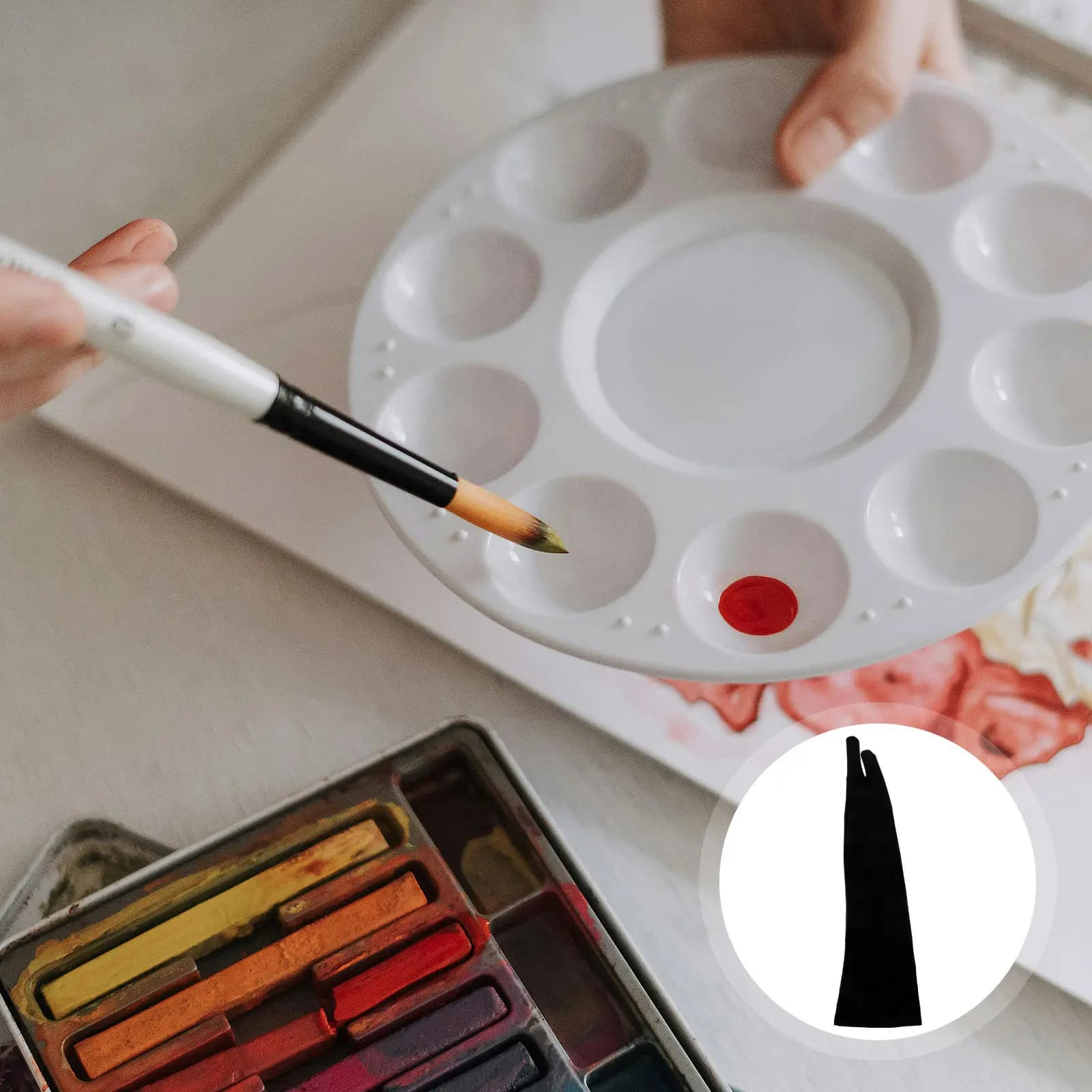 Guanto da Disegno a Due Dita Flessibile Traspirante Antiscivolo per Artisti e Designer di Pittura Digitale su Tablet