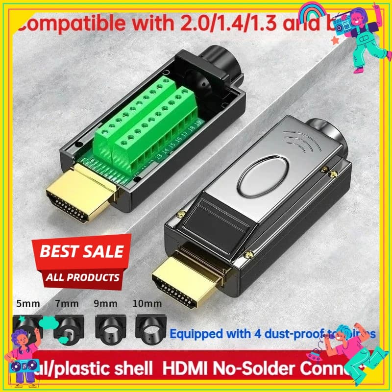 HDMI Connector Seamless 2.0 Spin High Definition Cable Welding Circuit HDMI Terminal Male DIY Repair Adapter Line HD 4K