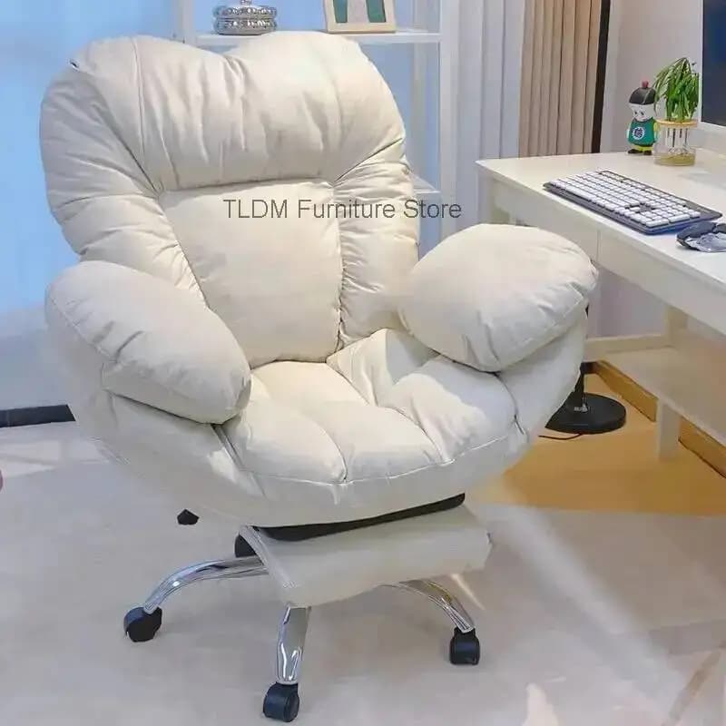 Swivel Heart-shaped with Footrest Ergonomic Recliner Plush Padded Lazy Backrest Office Gaming Chair Chair for Living Room