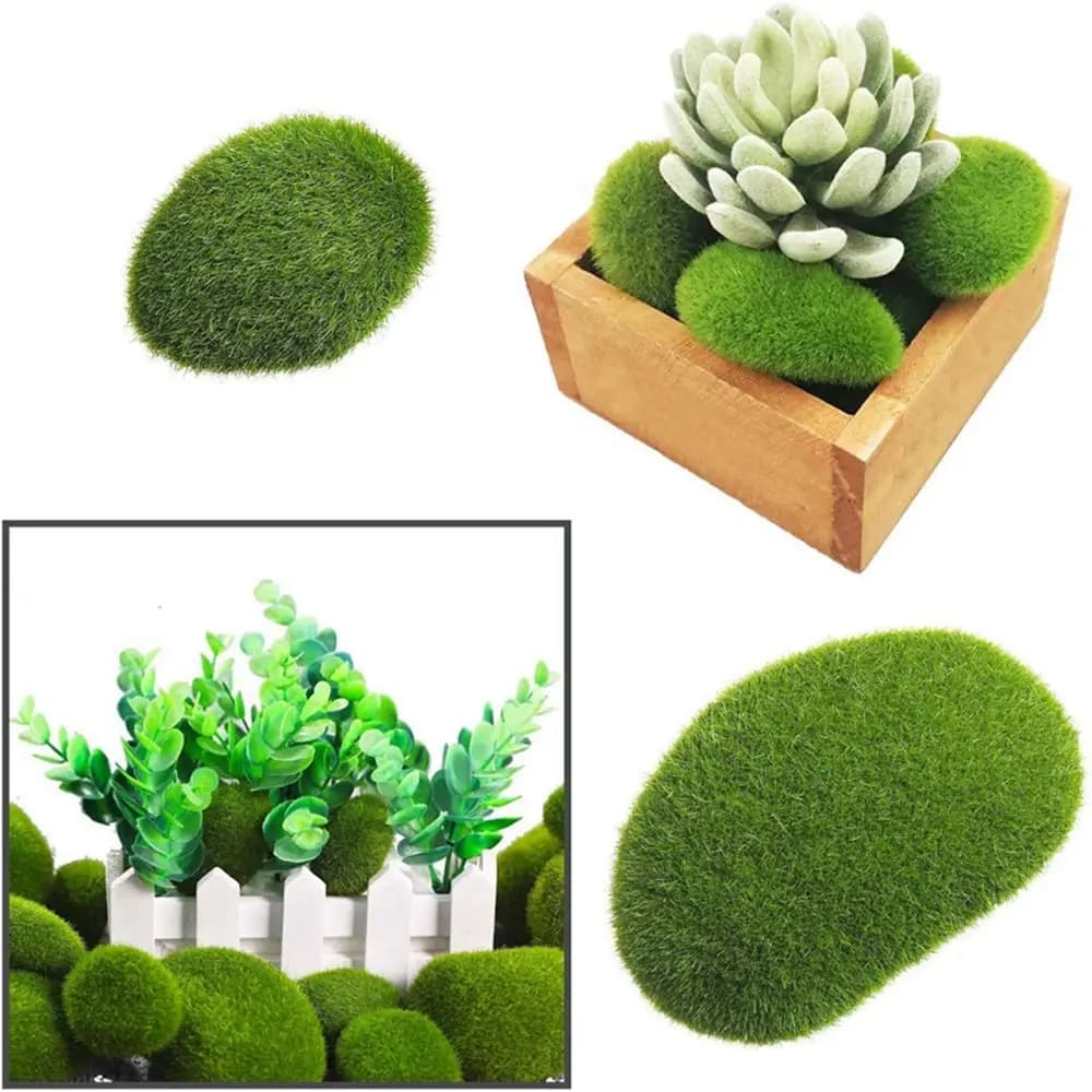 Floral Arrangements Fake Stone Wall Decor Artificial Moss Rocks Artificial Green Moss Ball Faux Green Moss Simulation Plant