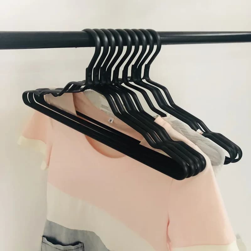 5PCS Matte Black Aluminum Alloy Hangers,Sturdy and Durable Metal Hanger for Clothes Sweater,Heavy-Duty Men's Suit Organizer Rack