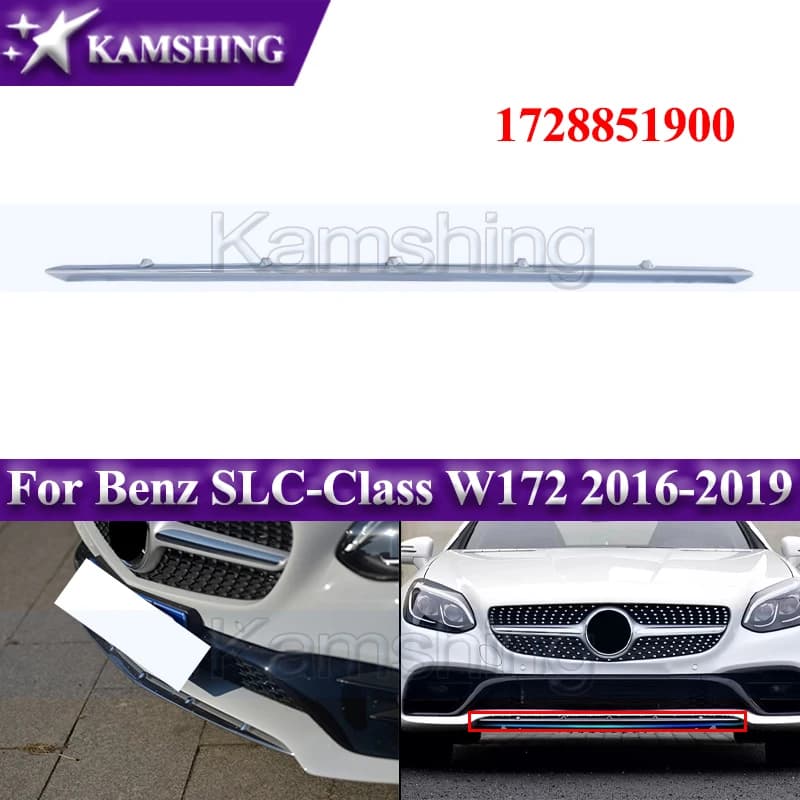 1728851900 Front Bumper Trim Strip For Benz SLC-Class W172 2016-2019 Front Bumper Lip Chrome Trim Spoiler Splitters Diffuser