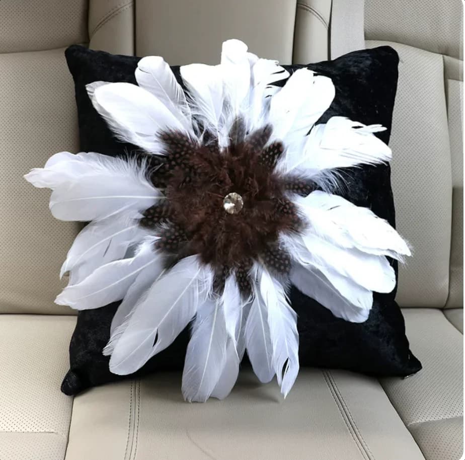 Cuscino di lusso per auto, cuscino in piuma, supporto lombare con decorazione centrale, lussuoso per casa, soggiorno, divano