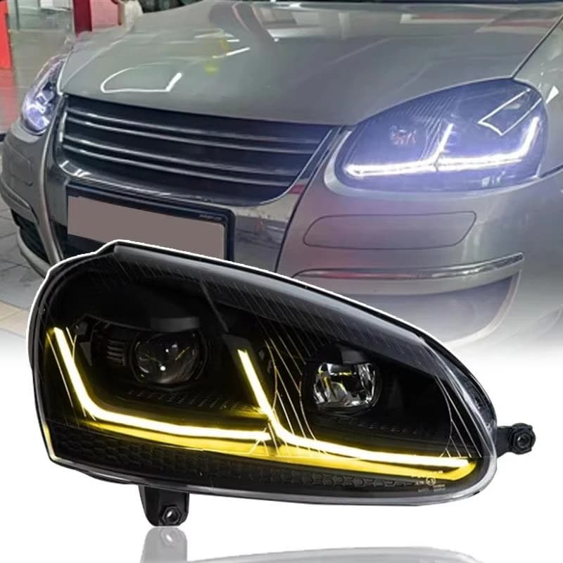 Faro a LED per Golf 5, Proiettore con Lente, Faro Dinamico per Golf Mk5, Luci a LED DRL, Accessori Auto