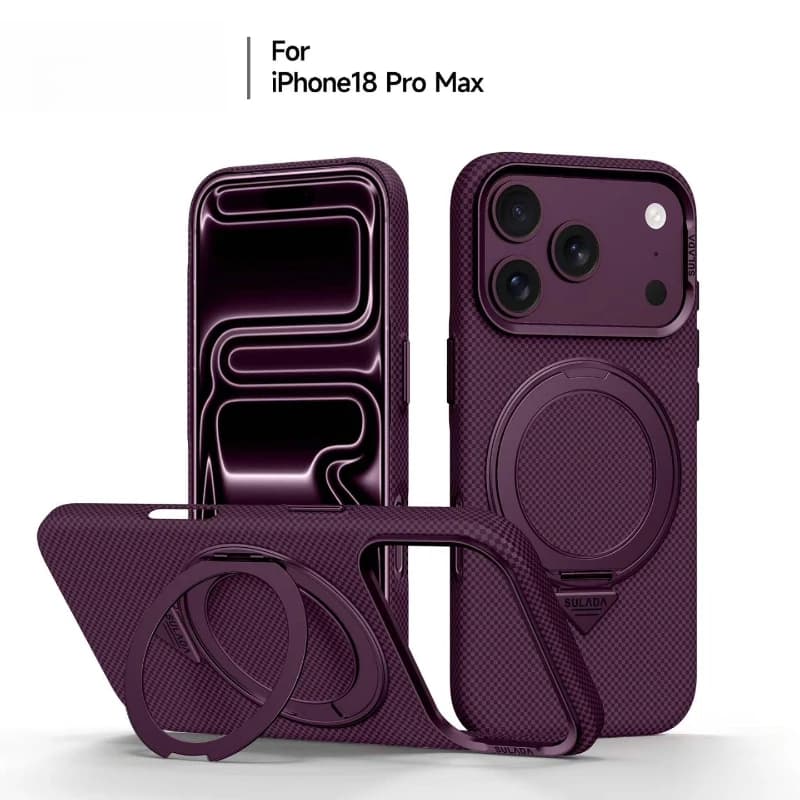 Kevlar Pattern Texture For Magsafe Case For Iphone 18 17 16 Pro Max 360° Rotate Bracket Magnetic Bare-metal Feel Dropproof Cover